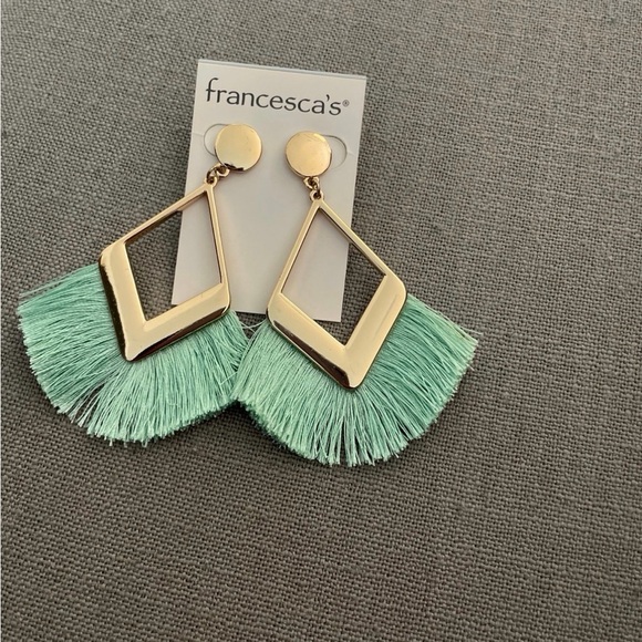 Francesca's Gold and Mint Earrings - Picture 3 of 3